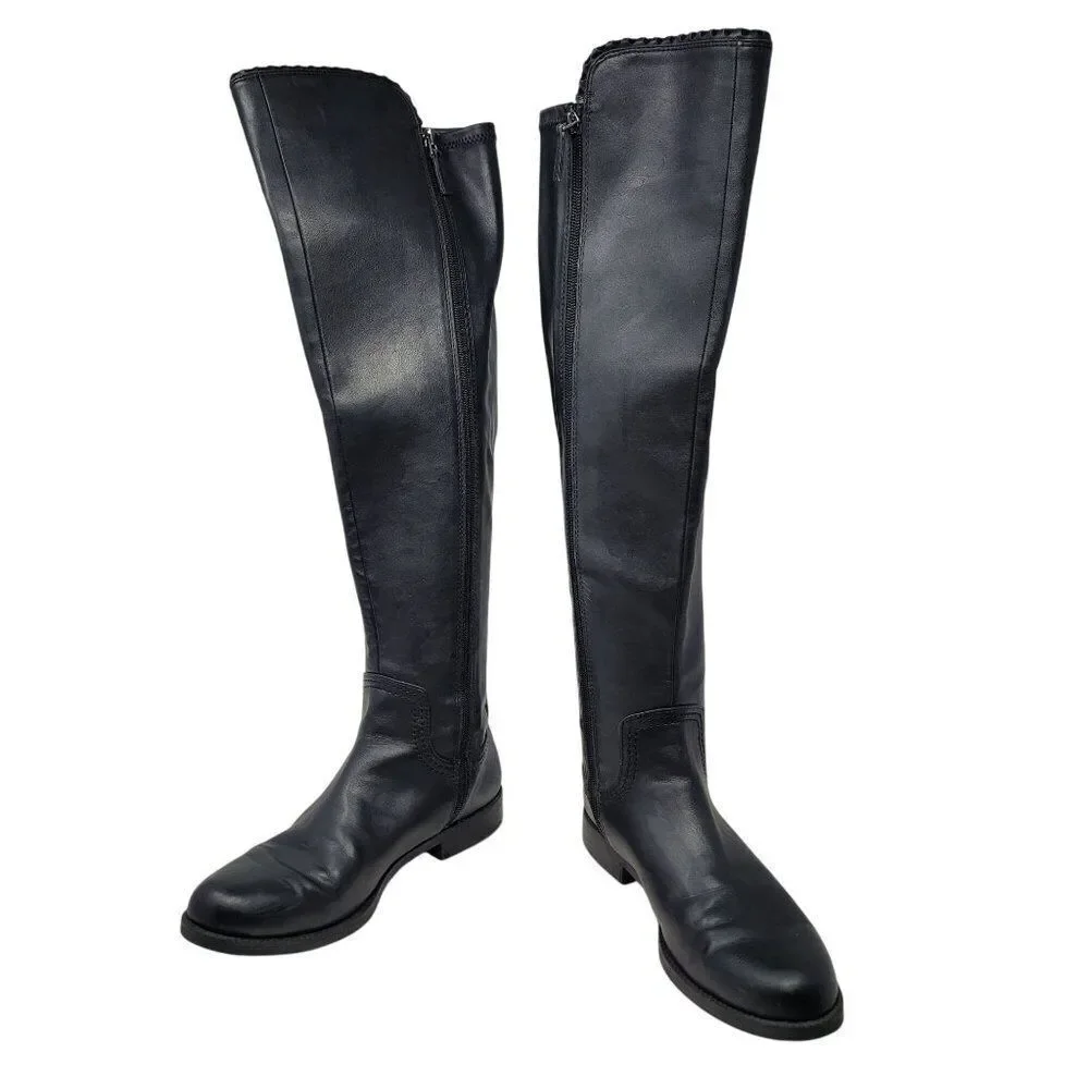 Franco Sarto Vegan L-Charlotte Womens Black Over The‎ Knee Boots 9.5 Equestrian